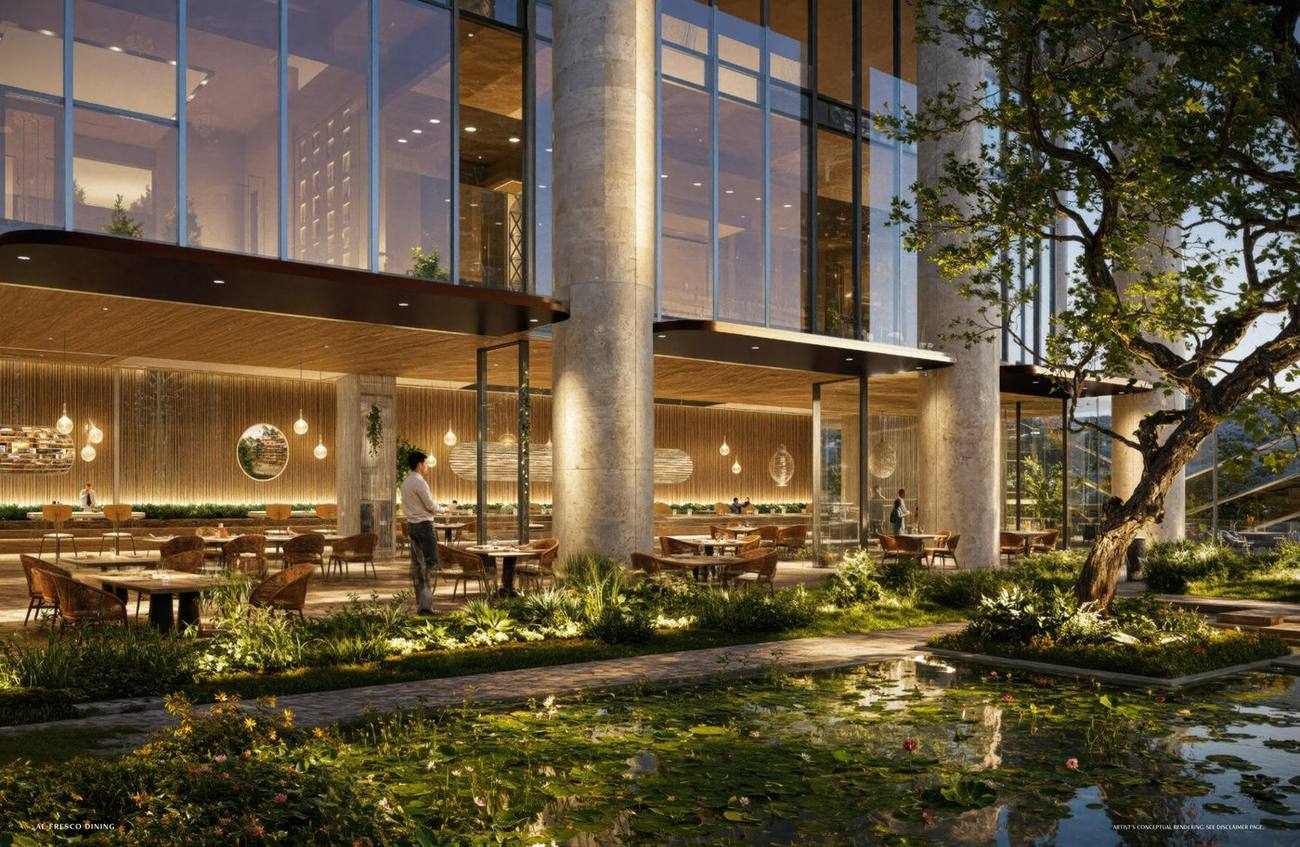 Render de los jardines de inspiración tailandesa