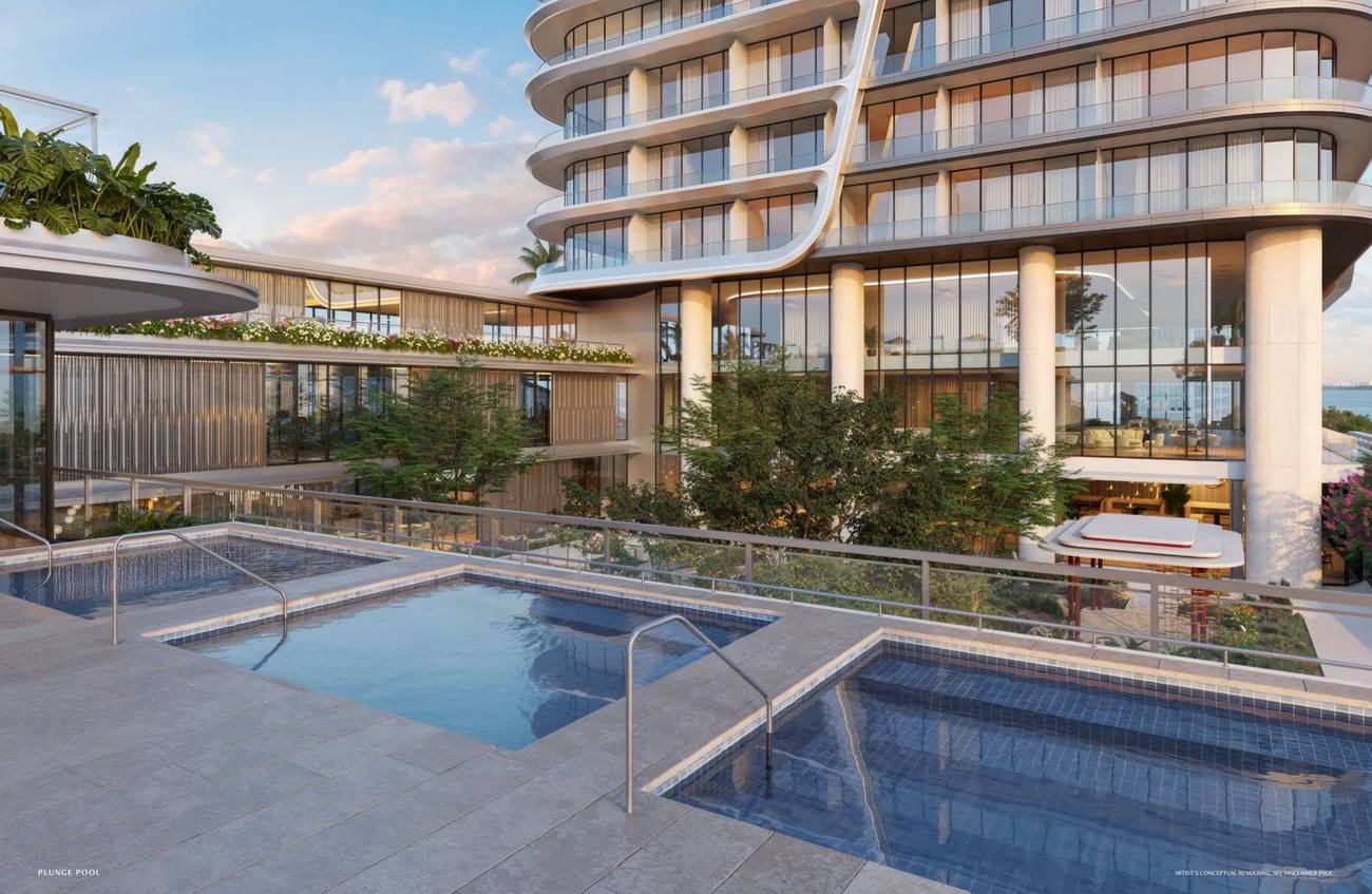 Rendering of the pool terrace at dusk