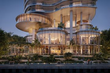 Rendering of the podium levels of 619 by Nobu on the Brickell waterfront