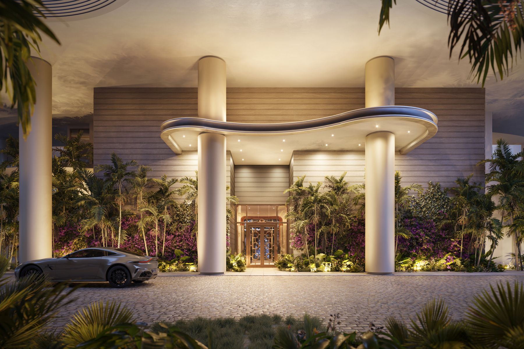 Rendering of the porte-cochère and motor court