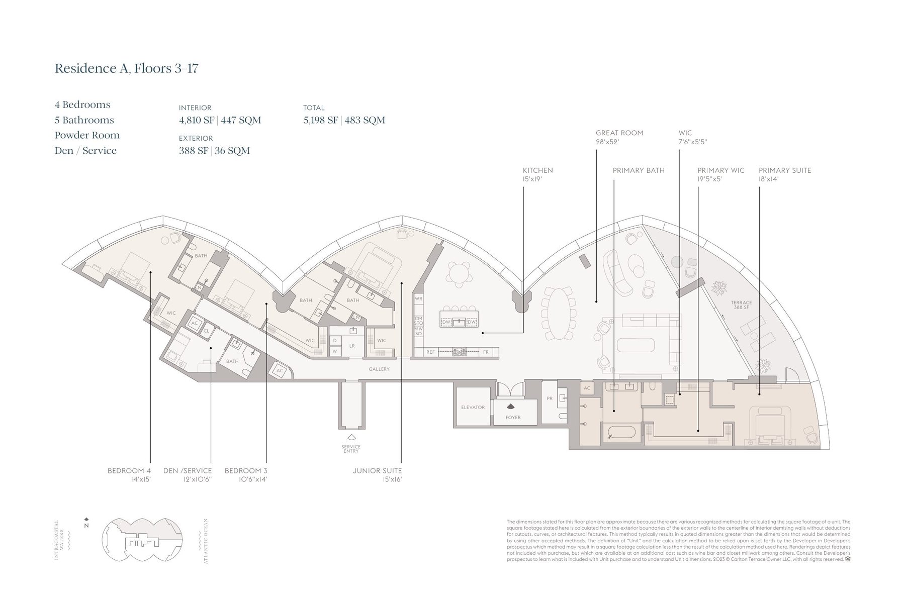 Plano de la Residencia A, plantas 3 a 17