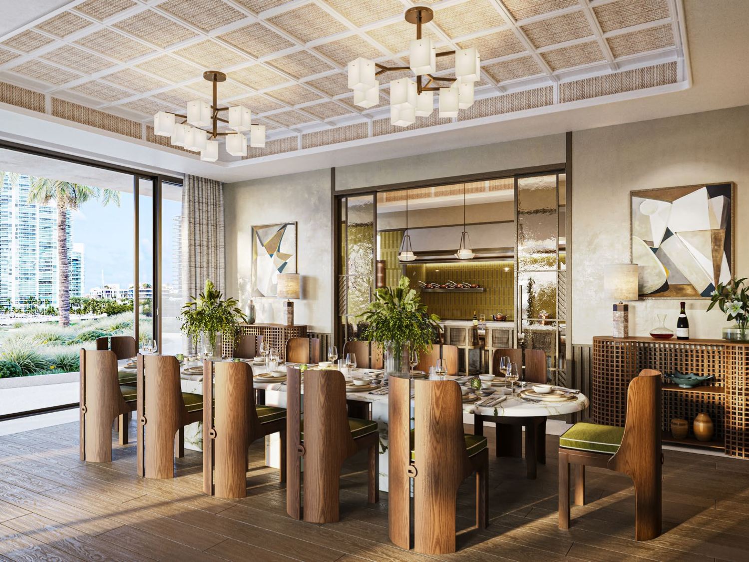 Rendering of the private dining room and chef's table